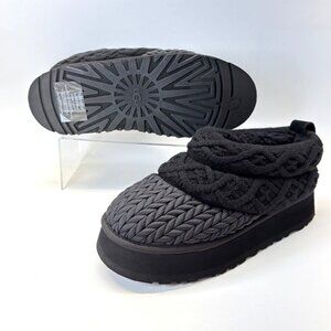 UGG Tazz Villa Knit Platform Booties Black Winter Slippers Size Women 9